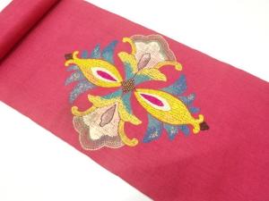 アンティーク　華紋　刺繍　八寸帯地反物